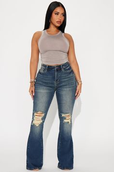 Girl Bye High Rise Flare Jeans - Dark Wash | Fashion Nova, Jeans | Fashion Nova Glam Closet, Girl Bye, Muscle Mommy, High Rise Flare Jeans, 2012 Fashion, Fashion Nova Outfits, Mama Style, Simple Outfit, Jeans Fashion