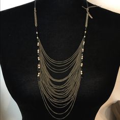 Beautiful Madewell 1937 Draped Chain With Black Crystal And Gold Beads. Adjustable At Neck With Waxed Leather Pull String. Dress It Up Or Down. New With Tags. Comes With Madewell 1937 Pouch. Elegant Metal Layered Necklace With Beaded Chain, Evening Metal Jewelry With Beaded Chain, Elegant Beaded Chain Layered Necklace, Elegant Layered Metal Necklace With Beaded Chain, Elegant Layered Beaded Chain Necklace, Multi-strand Chain Necklaces For Evening, Elegant Layered Necklace With Round Beads, Metal Layered Necklace With Beaded Chain For Party, Long Beaded Chain Necklace For Evening