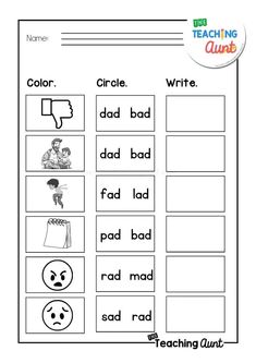 the worksheet for teaching with words and pictures