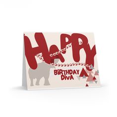 a happy birthday card with an elephant on it