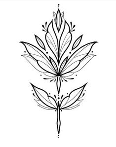 a black and white drawing of three leaves