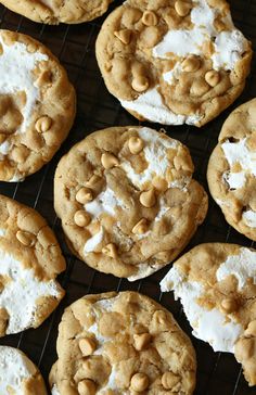 several cookies with marshmallows and white chocolate chips