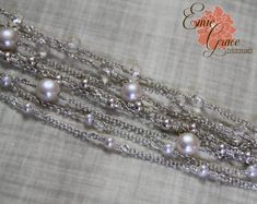 "This 8 strand bracelet is made of sterling silver and dazzling clear quartz faceted gemstones and a generous number of white freshwater pearls in two sizes. Would be an amazing bracelet for a bride! This a elegant addition to your jewelry collection and handcrafted just for you in the size you request. Each bracelet made will vary slightly to accommodate the size requested. Bracelet arrives neatly packaged and ready to wear and enjoy, or give as a gift! {WHAT * YOU * WILL * GET} - - - - - - - - Elegant Rondelle Faceted Pearl Bracelet, Elegant Multi-strand Beaded Bracelets With Faceted Beads, Elegant Multi-strand Faceted Beads Bracelets, Elegant Multi-strand Bracelet With Faceted Beads, Silver Bracelets With Pearl Chain And Round Beads, Silver Double Strand Pearl Drop Jewelry, Silver Multi-strand Pearl Drop Jewelry, Silver Elegant Pearl Bracelet With Faceted Beads, Elegant Silver Pearl Bracelet With Faceted Beads