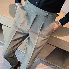 Season:Spring   Fall; Fabric:Polyester; Gender:Men's; Style:Vintage,Elegant; Elasticity:Micro-elastic; Occasion:Daily,Casual,Business,Office; Fit Type:Regular Fit; Function:Comfort; Waistline:High Waist; Pattern:Plain; Design:Pocket,High Rise; Pants Type:Dress Pants,Trousers,Pleated Pants,Suit Pants,Gurkha Pants; Fly Type:Button; Front page:FF; Listing Date:12/20/2022; Hips:; Length:; Waist: Pants Male, Trousers Men, Formal Office, Suit Pants, Business Casual, Trousers, Solid Color, High Quality