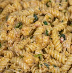 closeup of macaroni and cheese with spinach