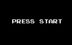 the words press start on a black background