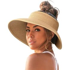 Women Sun Visor Straw Hat With Wide Brim Is Made Of High Quality Paper Straw, Gives You Great Sun Protection All Over The Face And Neck And The Neutral Colors Go With Everything. This Roll-Up Straw Hat Is Easy For Transport, Foldable And Packable ,Carry In Luggage Purse Or Bag , Still Hold Its Shape, A Great Choice For Beach, Travel Or And Easy To Keep It In Your Car Glove Box For Impromptu Adventures. Womens Wide Brim Hats, Straw Visor, Summer Hats Beach, Straw Hat Beach, Mens Sun Hats, Sun Visor Hat, Straw Sun Hat, Summer Sun Hat, Sun Hats For Women