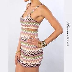 $180 Lovers & Friends  Zig Zag Cutout Fitted Sexy Beach Dress Size XS  | eBay