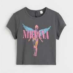 Literally Just Bought This Yesterday And I Bought The Wrong Size -Never Worn -Super Super Cute Love It So Much -H&M -Has The Nirvana Symbol W Angel -Size Small Could Fit A Medium Runs A Little Big H&m Graphic Print Tops For Spring, H&m Graphic Tee Tops For Spring, H&m Spring Graphic Tee Tops, Trendy H&m Tops With Letter Print, H&m Summer Streetwear Tops, H&m Graphic Print Top For Streetwear, Trendy H&m Tops With Graphic Print, H&m Tops With Letter Print For Spring, H&m Spring Tops With Letter Print