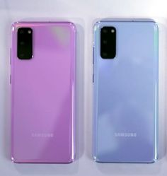 three samsung galaxy s9 cases are shown in different colors and sizes, one is blue, the other is pink