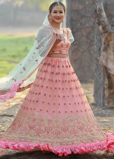 Buy Latest Ethnic Clothing | Shop Indian Online Salwar Suits, Lehengas, Sarees, UK, USA, AUS Peach Butterfly, Stylish Lehenga, Bollywood Outfits