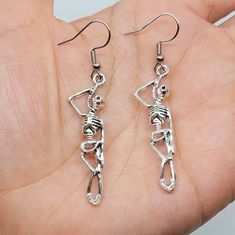 Skeleton charms on stainless steel earring hooks. Wedding Shower Cards, Strawberry Charm, Skeleton Earrings, Jewelry Halloween, Body Modification, Halloween Jewelry, Earring Hooks, Stainless Steel Earrings, Fun Earrings