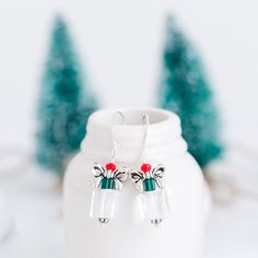 Crystal Christmas Gift Box Earrings Present Earrings, Festive Earrings, Swarovski Christmas, Gifts For Women Birthday, Long Silver Earrings, Crystal Christmas, Festive Look, Friend Gifts, Women Birthday