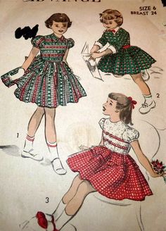 *LOVELY VTG 1950s GIRLS DRESS ADVANCE Sewing Pattern Size 6 | eBay Retro Fitted Dress For School, Retro Fitted School Dress, Retro Short Sleeve School Dresses, Retro Cotton School Dress, 50s Patterns, 1950s Girls, 1950s Patterns, Children Fashion, Sewing Pattern Sizes