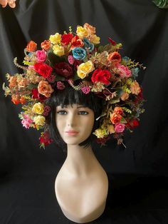 Large flower crown with will give you a gorgeous image at fiesta party, bohemian photoshoots, rustic weddings Floral headdress has plastic base ,universal size/ Fits kids and adults Bridesmaid Crown, Floral Headdress, Flower Headdress, Wedding Headdress, Bridal Headdress, Costume Inspo, Rustic Weddings, Colorful Wedding, Bridal Headpiece