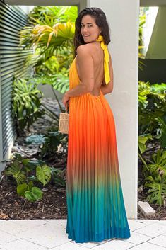 Gorgeous Maxi Dresses, Ombre Print, Saved By The Dress, Dress With Open Back, Fruit Platter, Purple Ombre, Dress Boutique, Pleated Maxi Dress, Pleated Maxi