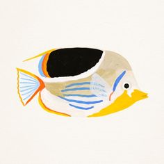 a painting of a colorful fish on a white background