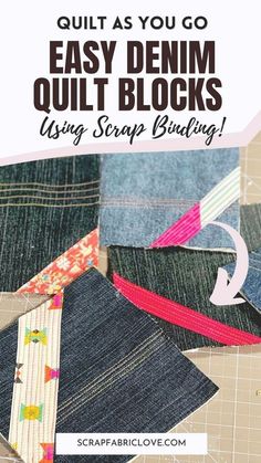 the instructions for how to sew quilts with text overlay that says easy denim quilt