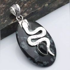 Snowflake Obsidian Black Onyx Gemstone Jewelry Pendant 925 Silver Plated Handmade Thanks For Visiting My Boutique Silver Obsidian Pendant Necklace, Silver Obsidian Gemstone Necklace, Silver Obsidian Necklaces, Silver Obsidian Necklace With Natural Stones, Snowflake Obsidian, Onyx Gemstone, Jewelry Pendant, Black Onyx, Pendant Jewelry