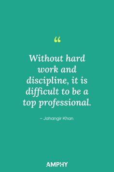 “Without hard work and discipline, it is difficult to be a top professional.” – Jahangir Khan Quotes About Hard Work, Learning Sites, E Learning, Virtual Tours, Online Classes