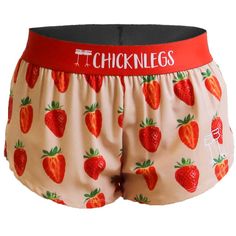 Women's 1.5 inch Strawberry Szn split running shorts from ChicknLegs. Pj Shorts, Chicken Legs, Preppy Summer, Side Split, Preppy Outfits, Dream Clothes, Black Mesh, Running Shorts, How To Run Longer