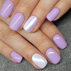 Lilac Nails Design, Girls Nail Designs, Lilac Nails, Natural Spring, Lavender Nails, Glitter Gel Nails, Cute Gel Nails