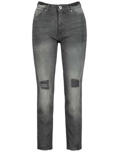 Damen Jeans - Girlfriend Fit - Takko Fashion Grey Jean, Pants