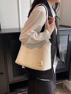 Bird in Bag - Leather Shoulder Tote Bag Small Shoulder Bags, Black And White Canvas, Mini Handbags, Casual Tote, Shoulder Tote Bag, Vertical Stripes, Girls Bags, Black Canvas, Black Tote Bag