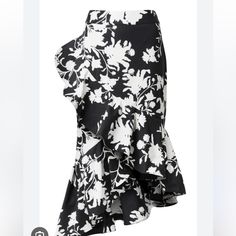 Size 6, Never Worn. See Other Pics To See When Its Worn On The Model Elegant Floral Print Party Bottoms, Chic White Skirt With Floral Print, White Floral Print Asymmetrical Skirt, White Floral Print Party Bottoms, White Asymmetrical Floral Print Skirt, White Asymmetrical Skirt With Floral Print, Chic H&m Skirt For Spring, Chic Black And White Skirt For Spring, Elegant Black H&m Skirt