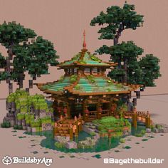 an image of a building made out of legos with trees in the foreground