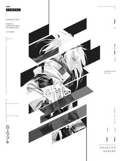 a black and white poster with an anime character