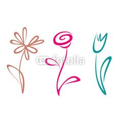 three flower designs in different colors on a white background stock photo, images and royalty