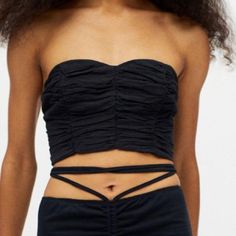 Black Urban Outfitters Crop Top Elastic Back New With Tags Size Small Black Strapless Crop Top For Summer, Black Sleeveless Tube Top For Day Out, Sleeveless Black Tube Top For Day Out, Black Tube Top For Day Out, Casual Bandeau Halter Top For Night Out, Black Strapless Tube Top For Spring, Black Strapless Top For Day Out, Black Fitted Bandeau Halter Top, Strapless Black Tops For Day Out