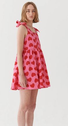 Dresses 90s, Sack Dress, Tv Screen, Lazy Oaf, Quirky Fashion, Streetwear Clothing, Heart Dress, Pink And Red, Tie Dress