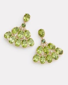 18K Yellow Gold Oval Fan Earring with Peridot, Green Tourmaline, Green Amethyst, and Diamonds, .03 TCW1 1/2 Inch Long x 1 1/4 Inch Wide Style# YEOFPDGTGAW Elegant Peridot Earrings For Wedding, Fine Jewelry With Green Amethyst Gemstone, Fine Jewelry Wedding Green Amethyst Jewelry, Fine Jewelry Green Amethyst Gold Jewelry, Formal Peridot Drop Earrings, Green Marquise Earrings In Fine Jewelry Style, Green Amethyst Fine Jewelry, Fine Jewelry Green Marquise Earrings, Green Marquise Fine Jewelry Earrings