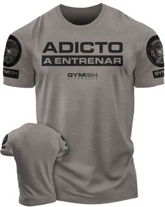 Adicto a entrenar Workout Gym T-Shirt Funny Gym Shirt for Men Camiseta de gimnasio de entrenamiento, Gift for him, Gym Gear, Gym Apparel Upgrade your gym workout with Adicto a entrenar Workout Gym T-Shirt. Made with a soft, lightweight fabric blend of 60% cotton and 40% poly. Esta camiseta ofrece un ajuste cómodo y regular. Perfect for gym lovers, this manly fashion cut with side seams adds to its stylish look also makes for a great gift idea. Lleva tu equipo de entrenamiento al siguiente nivel Athletic Heather Moisture-wicking T-shirt For Gym, Gray Athletic Fit T-shirt For Training, Functional Athletic Heather T-shirt For Sports, Athletic Heather Functional Workout T-shirt, Athletic Heather Functional T-shirt For Workout, Functional Athletic Heather T-shirt For Workout, Gray Athleisure T-shirt For Training, Functional Sports T-shirt Sweat Resistant, Sporty Sweat-resistant Training T-shirt