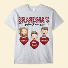 a t - shirt with the words grandma's sweetheart and two children on it