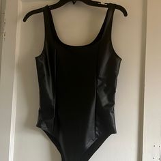 Faux Leather, Never Worn Forever 21 Trendy Black Bodysuit, Chic Faux Leather Party Bodysuit, Forever 21 Chic Party Bodysuit, Forever 21 Chic Bodysuit For Party, Chic Forever 21 Bodysuit For Party, Chic Party Bodysuit By Forever 21, Leather Bodysuit, Forever 21 Tops, Forever 21