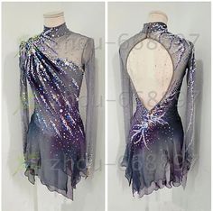 two pictures of the back and front of a dress with sequins on it