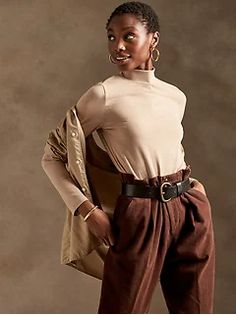 Women's Clothing - Shop New Arrivals | Banana Republic Trendy High Neck Tops For Everyday, Trendy Turtleneck T-shirt For Fall, Versatile Fall Workwear T-shirt, Versatile Fall T-shirt For Work, Female Model Pose Reference, Model Pose Reference, Banana Republic Outfits, Explorer Style, Film Student