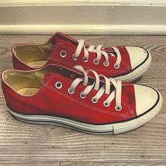 Never Worn, No Tags But New Low Cut Converse, Converse Low Cut, Converse Red, Women's Converse, Womens Converse, Converse Shoes, Low Cut, Womens Shoes Sneakers, Red White