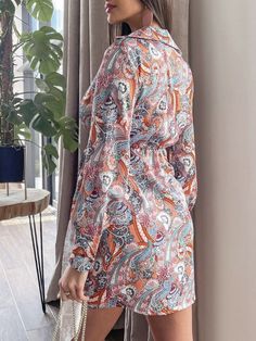 Women Boho Vintage Print Mini Shirt Dress Autumn Long Sleeves V-neck Bandage Elegant Women's Dresses Vestidos De Mujer Casual Multicolor Long Sleeve Dress With Tie Waist, Fitted V-neck Patterned Mini Dress, Casual Long Sleeve Summer Wrap Dress, Casual Long Sleeve Wrap Dress For Spring, Patterned Fitted V-neck Mini Dress, V-neck Tie Waist Shirt Dress For Fall, Patterned V-neck Mini Dress, Summer V-neck Shirt Dress With Tie Waist, Fitted V-neck Shirt Dress For Beach