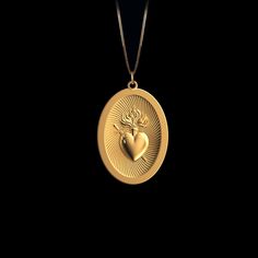 Elevate your faith with our gold Sacred Heart Pendant. This solid gold necklace showcases exquisite craftsmanship, symbolizing love and devotion in the Catholic tradition. The 14 karat gold Sacred Heart pendant is more than just jewelry; it's a fine representation of faith and spirituality, also available in 18k yellow gold. PENDANT INFORMATIONThis pendant is made of real, solid gold.• Made in USA• Material: 14k or 18k solid gold• Finish: polished• Height: 1.25" (32 mm) x Width: 0.84" (21 mm)• P Sacred Heart Pendant, Yellow Gold Oval Jewelry With Heart Charm, Symbolic Heart Shaped White Gold Jewelry, Symbolic Yellow Gold Oval Pendant Jewelry, Symbolic Engraved Jewelry For Valentine's Day, Valentine's Day Symbolic Engraved Jewelry, Symbolic Yellow Gold Heart Jewelry, Yellow Gold Necklace With Heart Charm, Gold Oval Jewelry For Valentine's Day