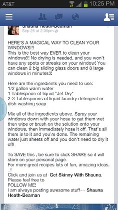 an image of someones text message on their cell phone, with the caption'here is a magic way to clean your windows '