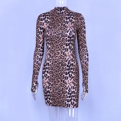 Gender: Women Material: Polyester,Spandex Style: Sexy & Club Silhouette: Sheath Pattern Type: Leopard Sleeve Length(cm): Full Decoration: None Dresses Length: Above Knee, Mini Waistline: empire Neckline: Turtleneck Season: Autumn Leopard Dresses, Long Sleeve High Neck Dress, Leopard Print Bodycon Dress, White Dress Winter, Quarter Sleeve Dress, Printed Casual Dresses, Christmas Party Outfits, Christmas Party Dress, Printed Bodycon Dress