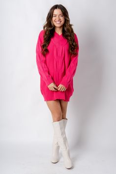 Oversized knit sweater dress from Lush Fashion Lounge women's boutique in Oklahoma City. Lush boutique in OKC has a variety of cute dresses and more! Pair this sweater dress with your favorite pair of boots for a trendy Fall look! Model is 5'7 size 27 wearing size small. 100% acrylic Cozy Pink Sweater Dress For Fall, Chic Pink Mini Sweater Dress, Pink Mini Sweater Dress For Winter, Winter Pink Knit Sweater Dress, Trendy Knit Mini Dress For Fall, Pink Mini Sweater Dress For Fall, Casual Pink Sweater Dress For Fall, Casual Pink Mini Dress For Winter, Casual Pink Winter Dresses