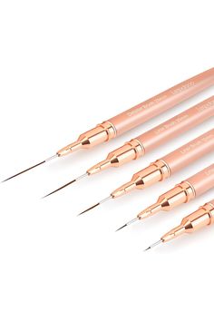 Nail Art Liner Brushes, Lerpdaoo 5Pcs Painting Nail Art Brush Set Nail Dotting Drawing Tool for Long Lines, Thin Details, Fine Drawing Sizes 4/8/12/20/25mm Dotting Drawing, Fine Drawing, Dots Nails, Gold Beauty, Art Brush, Nail Art Brushes, Nail Paint, Nail Arts