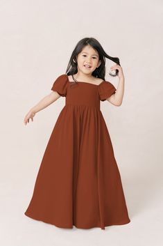 Model: Mia; Size: 4T; Color: Rust Wedding Parties Colors, Under Skirt, Bridesmaid Dress Colors, Pink Summer, Boho Summer, Size 4t, Color Swatches, Design Model, Full Skirt