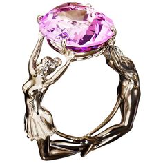 Material: Palladium 950, Sterling Silver Rhodium Stone: Pink Amethyst 13,14 ct Size: 53 & 54 European Size AENEA's MAGGIE & RUDI Collection Exceptional Ring with Pink Amethyst with 13,14 carat handcrafted in Palladium, sterling silver and rhodium. In golden homage to Rudolf Nureyev and Dame Margot Fonteyn, this memento celebrates the power of passion and dedication. He said they danced ‘with one body, one soul’. Amethyst Jewelry Ring, Rings Amethyst, Antique Cocktail Ring, Aquamarine Cocktail Ring, Amethyst Cocktail Ring, Margot Fonteyn, Rudolf Nureyev, Figural Jewelry, Pink Sapphire Ring