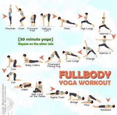 the full body yoga workout for beginners is shown in this poster, which shows how to